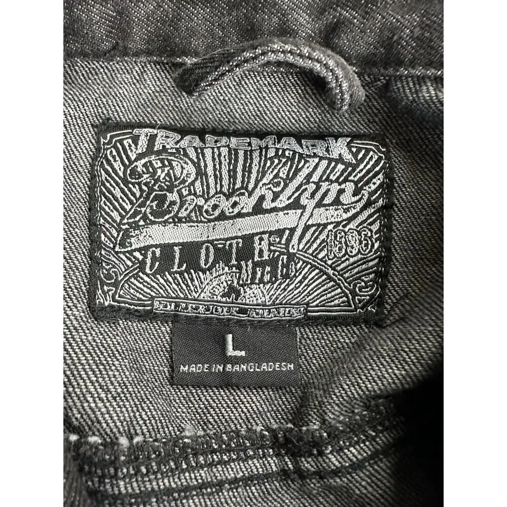 brooklyn cloth denim jacket purple embroidered graphic streetwear Size L